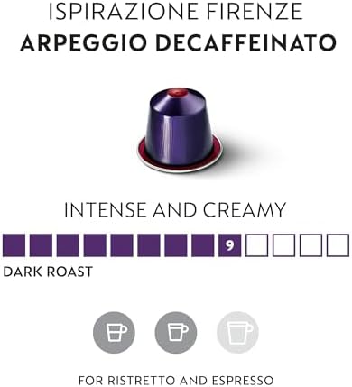 Nespresso Capsules - Arpeggio Decaffeinato - 50 Capsules, 5 Sleeves - New Decaf variety