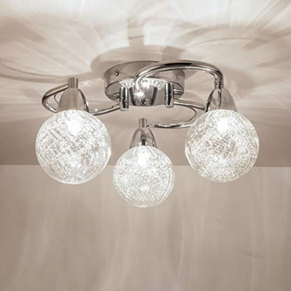 AUROLITE AL1034 BOLLA 3xG9 LED Semi Flush Ceiling Light, Polished Chrome Finish, 12W, Ideal for Living Room, Bedroom, Kitchen, and Hallway, Swirl, Natural White 4000K