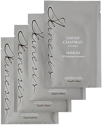 Sarah Chapman Skinesis 3D Moisture Infusion Mask Kit – Pack of 4 Hyaluronic Acid Skincare Sheet Masks – Hydrating Face Mask for a Natural, Luminous Glow – Cruelty-Free, Paraben-Free