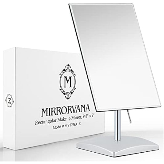 Large Free Standing Mirror for Bathroom Countertop, Dressing Table, Desk and Bedroom Vanity - True Frameless Face Mirror For Makeup and Shaving - 25 x 18cm