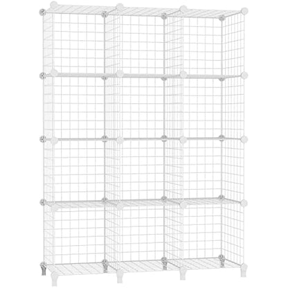 AWTATOS Cube Storage Unit, 12 Cube Wire Storage Shelves, Multifunctional DIY bookcases and Shelving Units Perfect for Office/Livingroom/kitchen/Bathroom, White USCIH12WE
