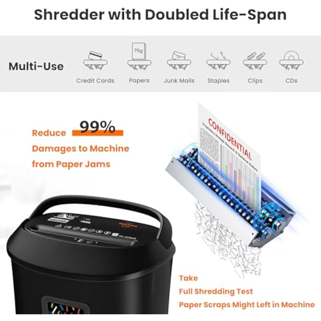 VidaTeco Cross-Cut Paper Shredder 14-Sheet Shreds Paper/Card/Staple/Clip Paper Shredder for Home Office Security Level P-3 Jam Proof System 25L Pullout Basket