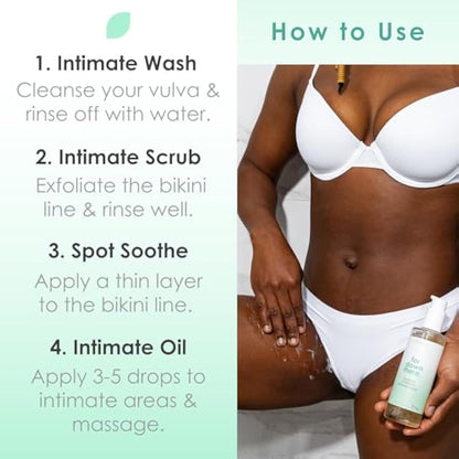 Superfood Intimate Care Kit | Healing Intimate Oil, Probiotic Intimate Wash, Intimate Scrub & Spot Soothe Gel | Bikini Line Shaving Routine For Ingrown Hairs, Razor Bumps, Irritation & Dryness