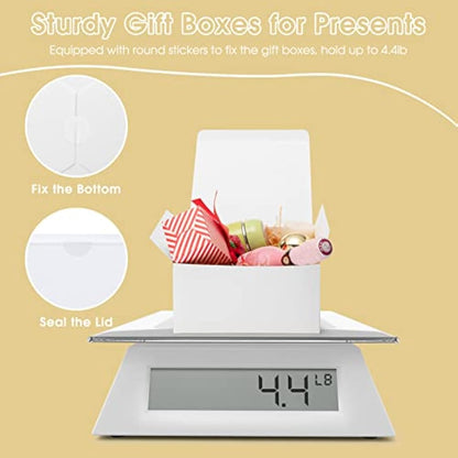 HOUSE DAY Gift Boxes 20x20x10cm Gift Boxes for Bridesmaids Kraft Gift Boxes with Lids for Crafting, Cupcake Boxes Easy Assemble Boxes 10Pack White