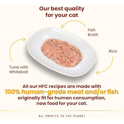 Almo Nature HFC Natural - Wet Cat Food for Cats - Tuna with Whitebait - Gluten-Free, Grain-Free, Human-Grade, Monoproteic - 70g (Pack of 24)