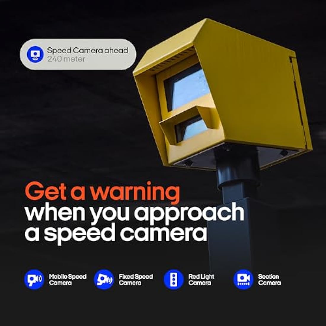 OOONO CO-Driver NO1: Warns of speed controls and dangers in road traffic in real time - automatically active after connecting to smartphone via Bluetooth
