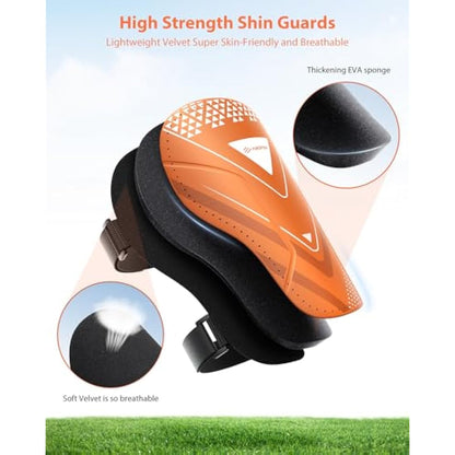 AirsFish Shin Pads Boys CE Certified Kids Football Shin Guards Breathable Non Slip Extended Adjustable Straps Lightweight Soccer Shin Pads for Boys Girls Teens Leg Calf Protective