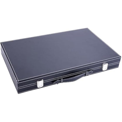 Engelhart- 250516 - Backgammon 15"- Open: 36 x 48 cm - inlaid velvet and stitching leatherette playing field in attache case