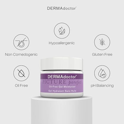 DERMAdoctor Picture Porefect Oil-Free Face Gel, Moisturizing, Soothing, Protecting and Supports Skin Healing with Rose Water, Zinc, Copper and Magnesium 50ml (20335-7)