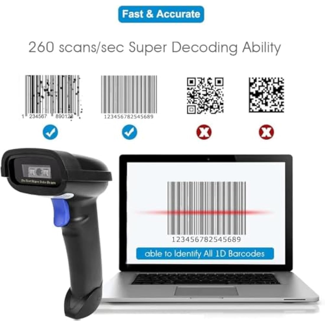 NETUM NT-1228BC Bluetooth CCD Barcode Scanner Handheld USB Wireless Bluetooth Wired 1D Barcodes Imager for Mobile Payment Computer Screen Scan Support IOS & Android