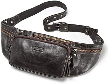 FANDARE Waist Packs Men Sling Bag Waist Pouch Leather Fanny Pack Waterproof Chest Bag Business Travel Running Cycling Sports Crossbody Bag Multipurpose Shoulder Bag