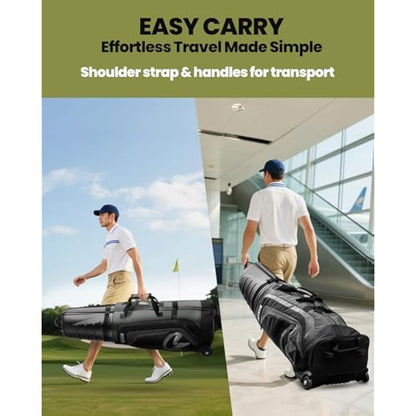 OutdoorMaster Golf Travel Bags for Airlines with Wheels and Hard Case Top, Protect Golf Clubs, Lightweight and Easy to Maneuver, Upgrade Version