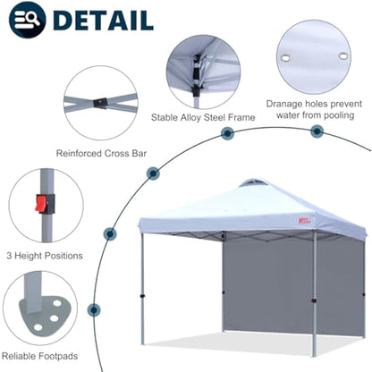 MASTERCANOPY Durable Ez Pop-up Gazebo Tent with 1 Sidewall (2x2M,White)