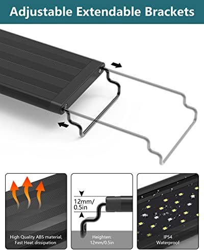 SEAOURA Led Aquarium Light for Plants-Full Spectrum Fish Tank Light with Timer Auto On/Off, Adjustable Brightness, White Blue Red Green Pink LEDs with Extendable Brackets for Freshwater (77-90cm)