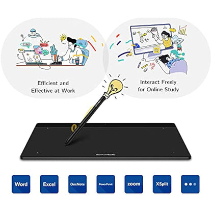 XP-PEN Deco Fun S 8192 Levels Passive Stylus Graphic Tablet with 60° Tilt, 6 x 4 Inch Drawing Tablet for Remote Learning or Playing OSU – Classic Black