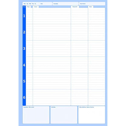 Silvine A4 Teacher's Academic Planner with Durable Hardback Covers and 204 x6 Period Planner Pages, Blue