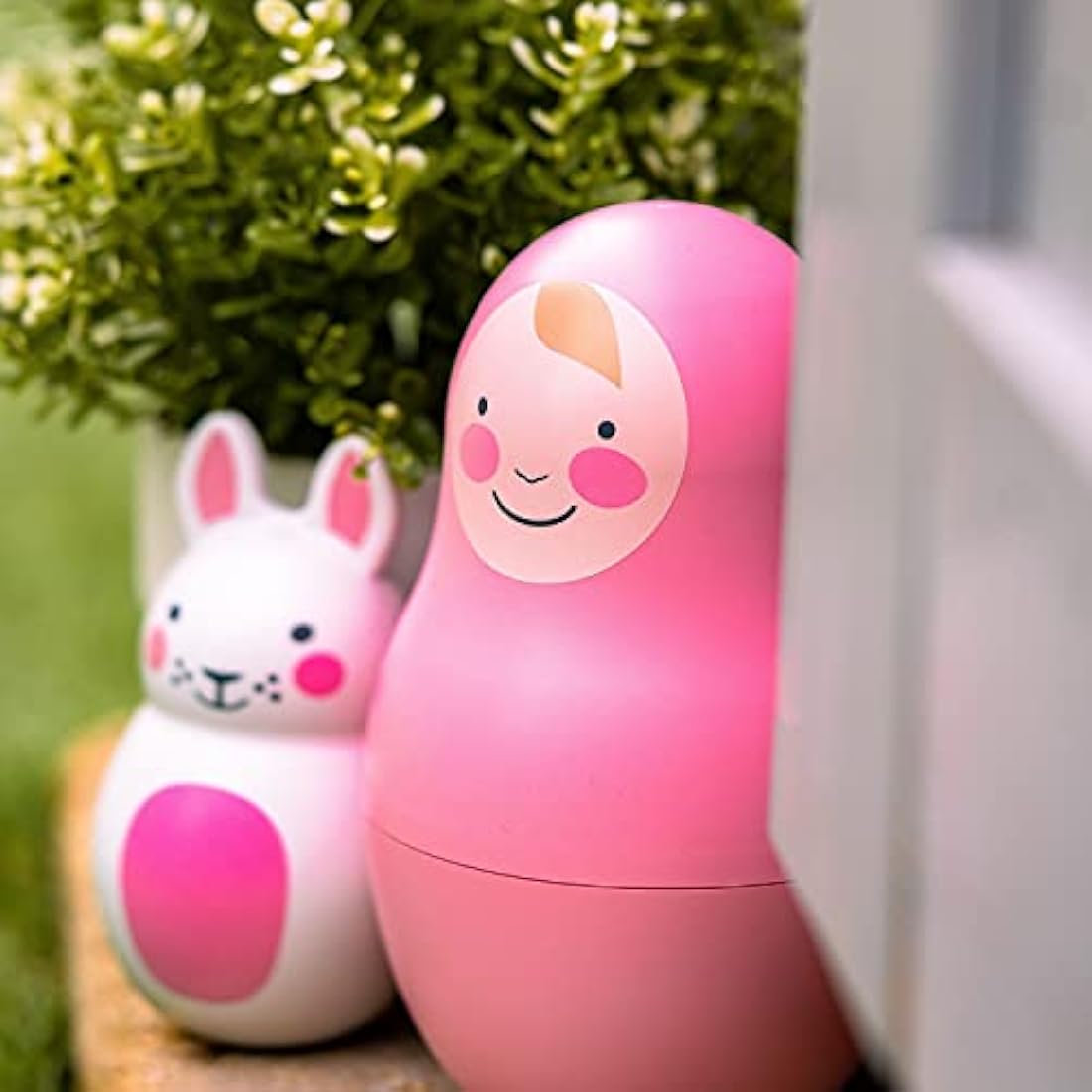 Rosa & Bo Pink Pastel Nesting Babies with Chiming Rattle - Russian Doll Educational Sensory Stacking Toy suitable for 6 months, 1,2 and 3 Year Old Boys and Girls