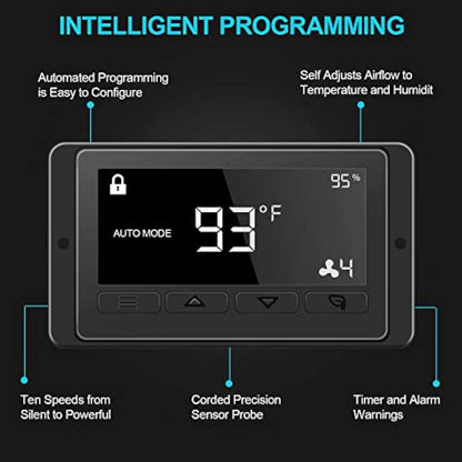 Aygrochy Quiet 6” Inline Duct Fan with Temperature Humidity Controller - Ventilation Exhaust Fan Using for Heating Cooling Booster, Grow Tents, Hydroponics,Home use Ventilation and Exhaust Blower.