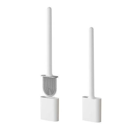 Silicone Toilet Brush with Quick Drying Holder - Flat Silicone Toilet Brush, Flexible Deep Clean Head