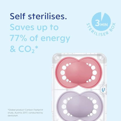 MAM Original Soothers | 18-36 Months | Pack of 2 | Comes in Dummy Steriliser Box | Sustainable Materials | Baby Accessories | Cream (Various Designs)