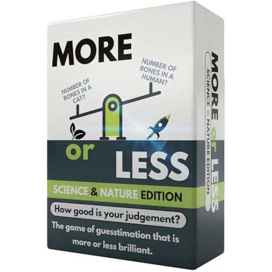 More or Less Science & Nature Edition Card Game | 2 Players + | Travel & Pocket Card Game for Kids, Teens & Adults | Play Anywhere