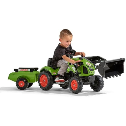 Falk Claas Ride on Tractor Backhoe with Trailer Pedal Ride-On Tractor Toy for Boys and Girls ages 2-5 Years Old. Toddler Ride on Pedal Bike Toy For Indoor and Outdoor Use. Gift for 2-5 Year Olds.