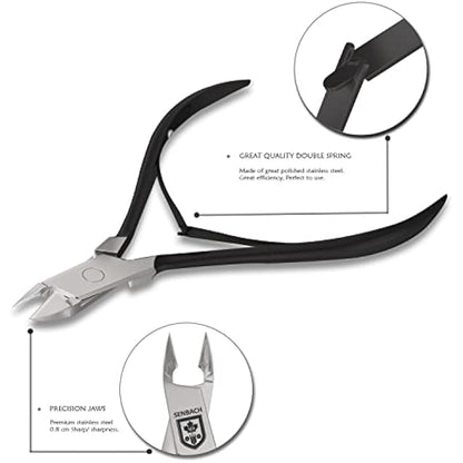 SENBACH Cuticle Trimmer, Cuticle Remover Cuticle Nipper Professional Stainless Steel Cuticle Cutter Clipper Durable Pedicure Manicure Tools for Fingernails and Toenails (Black)