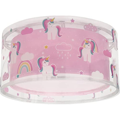 Dalber Children's Ceiling Light for Unicorns, Animals, Pink
