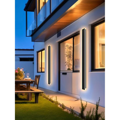 Outdoor Wall Lights LED Black Long Wall Sconce Ip65 Waterproof Outside Lights Rectangular Wall Lighting 3000k 48W Aluminum Exterior/Indoor Wall Light For Garden Villa Porch Terraces Garage,150cm*1