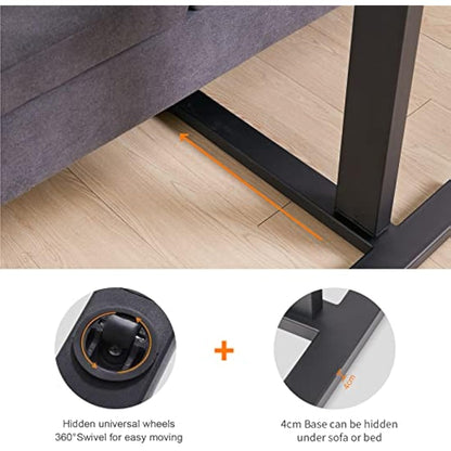 FATIVO Overbed Bedside Table with Rolling Wheels 80x40x89.5cm C Shape Side Table Adjustable Height Hospital Bed End Table Sofa Large Laptop Side Table for Couch, Living Room, Multiple Uses