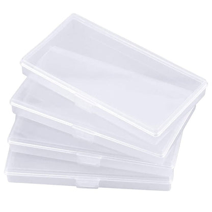 Eleanly 4 Pcs Small Plastic Box Rectangular Empty Mini Clear Plastic Organizer Storage Box Craft Storage Box with Flip Lid for Small Items and Other