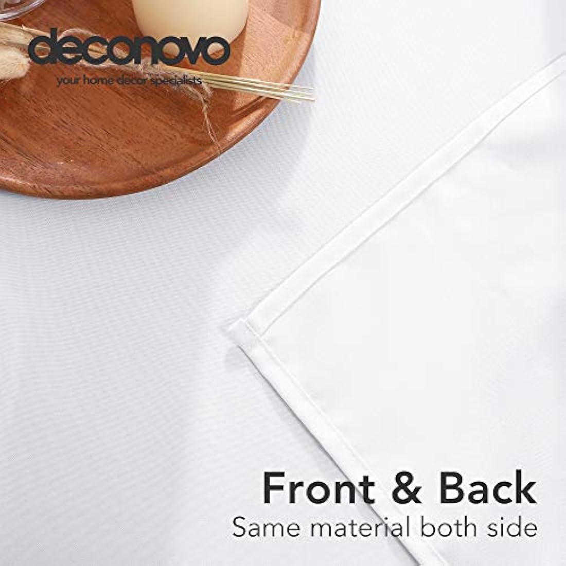 Deconovo Christmas Decorations Home Decorative Oxford Wipeable Tablecloth Rectangle Water Resistant Tablecloth for Coffee Tables 130x220cm(51x87in) White