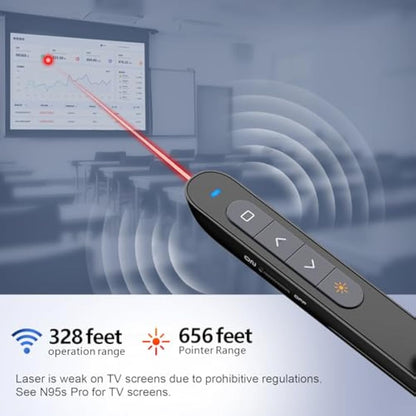 Norwii N27 Presentation Clickers, 328FT Powerpoint Clicker Wireless Presenter Remote, 2.4GHz Hyperlink Volume Presentation Clicker for Powerpoint Computer Laptop Mac(Black)