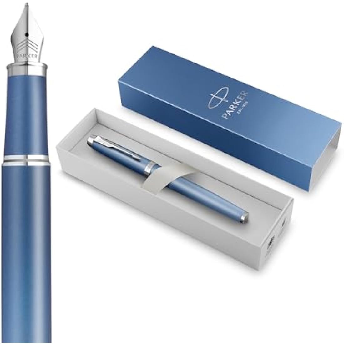 Parker IM Writing Rituals Fountain Pen | Peaceful Blue Finish with Gradient & Chrome Trims | Fine Nib | Blue Ink | Gift Box