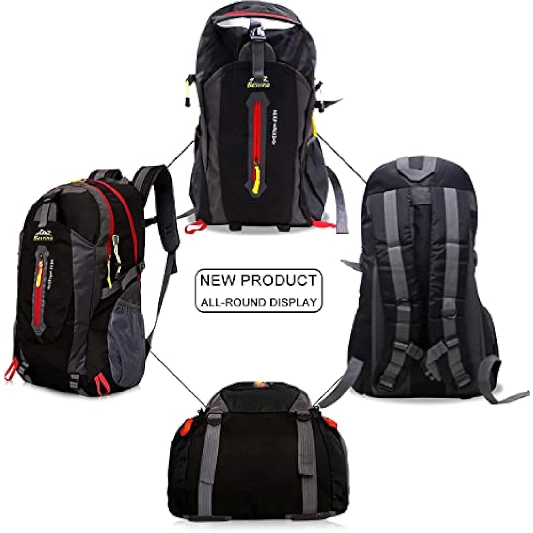 Besrina 40L Lightweight Hiking Backpack, Multi-functional Water-resistant Casual Camping Trekking Rucksack for Cycling Travel Climbing Mountaineer Outdoor Sport