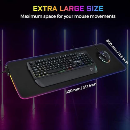 G-LAB Pad RUBIDIUM - RGB Gaming Mouse Pad - XXL Gaming Mouse Pad - LED Backlight - Water Resistant - High Precision Fabric - Non-Slip Rubber Base - 800x300x3mm - Black