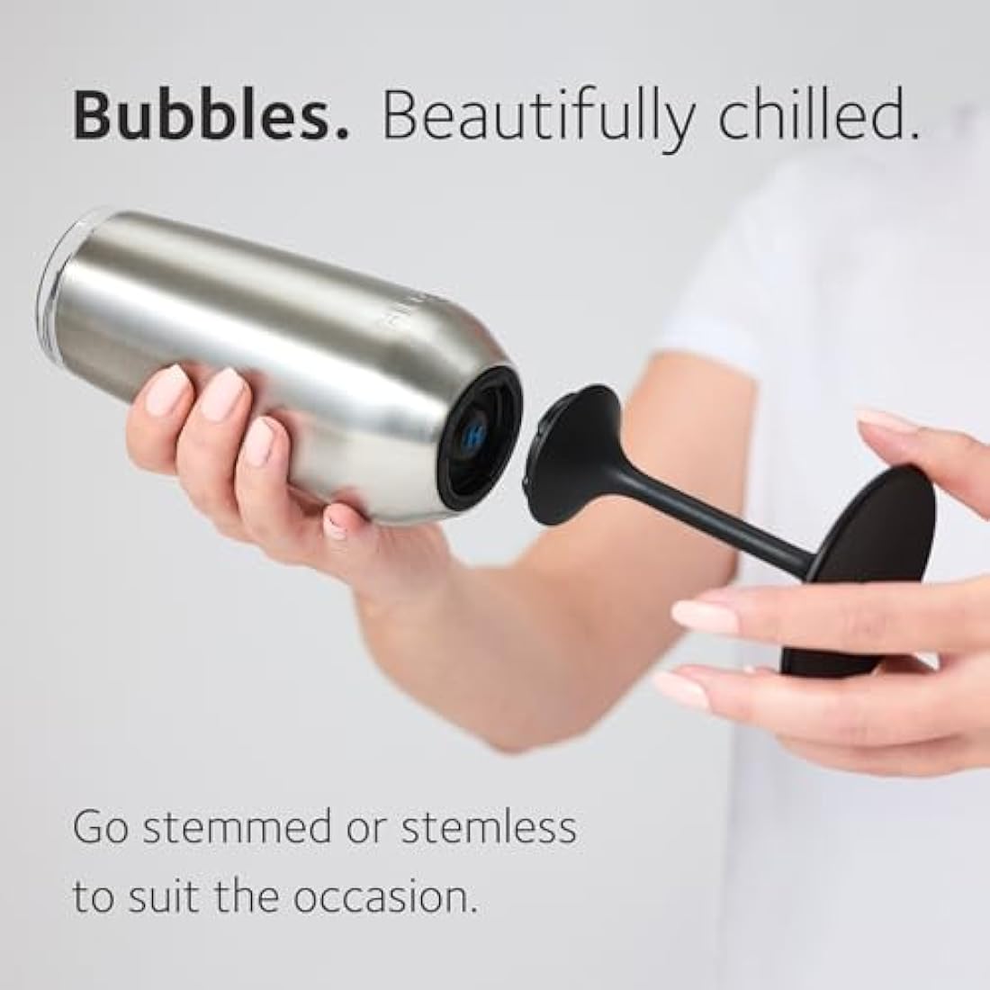 Huski Champagne Flute | New | Award-Winning Design with Detachable Stem | Premium Stainless Steel Champagne Glass with Lid | Triple Insulated Tumbler | 240ml Capacity | Great Gift (Powder Pink)