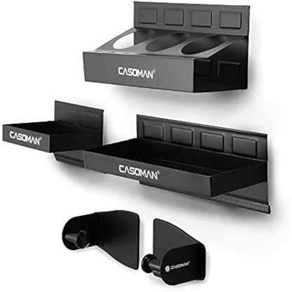 CASOMAN Magnetic Toolbox Shelf, Tray, Paper Towel Holder, 4-Piece Set, Black, Variety of Use, Durable, Magnets any metal surface