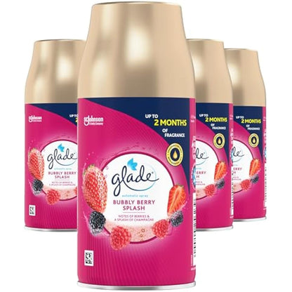 Glade Automatic Air Freshener Refills, Room Spray & Odour Eliminator, Bubbly Berry Splash, Pack of 4 (4 x 269 ml)