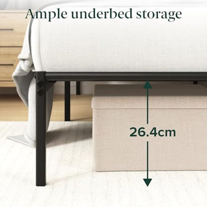 ZINUS Elias Single Bed Frame – Bed 90x190 cm – 30cm Height –Metal Bed Frame with Headboard – Platform bed frame with steel slat support – Clearance under the bed - Easy Assembly – Black