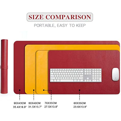 Desk Pad Large, Desk Mat, Extended Mouse Mat, Mouse Pad XL, Desk Blotter, DOBAOJIA Laptop Pad Writing Pad for Office/Home, Dual-Side Use PU Leather Waterproof 31.5" X 15.7" (Red/Yellow)