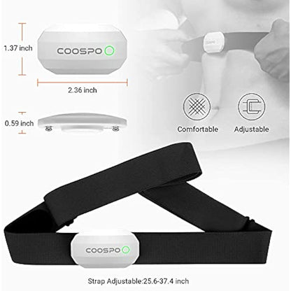 COOSPO Heart Rate Monitor Chest Strap,Bluetooth ANT+ Chest HRM for Running Cycling Gym Fitness, Heart Rate Monitors IP67 Waterproof Compatible with Strava Zwift Wahoo Garmin Polar Peloton App