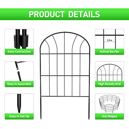 Decorative Garden Fence 10Pack, Metal Rustproof Iron Landscape Wire Folding Fencing Ornamental Panel, Outdoor Rustproof Fence Panel Animal Barrier Flower Bed Border for Patio Backyard (60CM X 330CM)