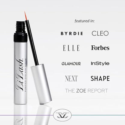 LiLash Purified Eyelash Serum to Grow Longer & Fuller-Looking Lashes - Eyelash Growth Enhancer, Safe for Use with Contacts, Lash Extensions, Sensitive Eyes - Vegan & Cruelty-free (2mL, 90-Day Supply)