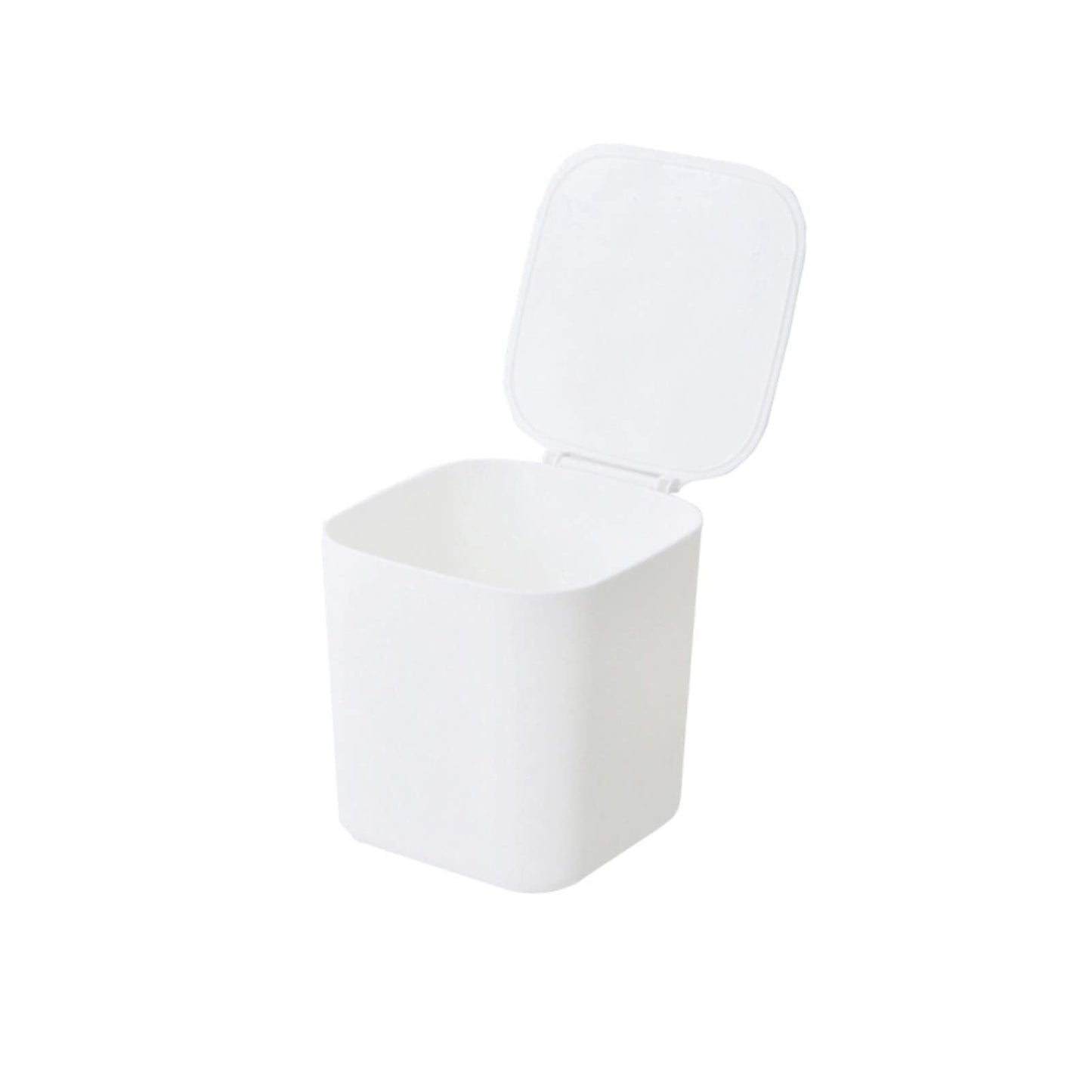 PingYanXing Desktop Bin Plastic Desktop Trash Bin Mini Desktop Wastebasket with Lid for Home Bedroom Kitchen Countertop Office - White