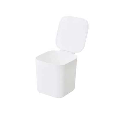 PingYanXing Desktop Bin Plastic Desktop Trash Bin Mini Desktop Wastebasket with Lid for Home Bedroom Kitchen Countertop Office - White