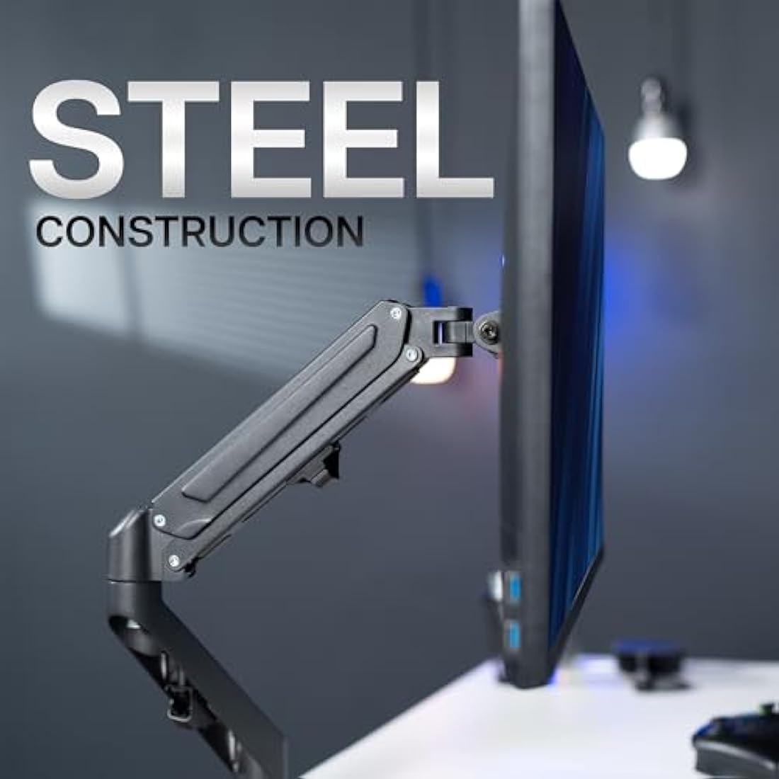 VIVO Articulating Single 17 to 27 inch Pneumatic Spring Arm Clamp-on Desk Mount Stand, Fits 1 Monitor Screen with Max VESA 100x100, Black, STAND-V101O