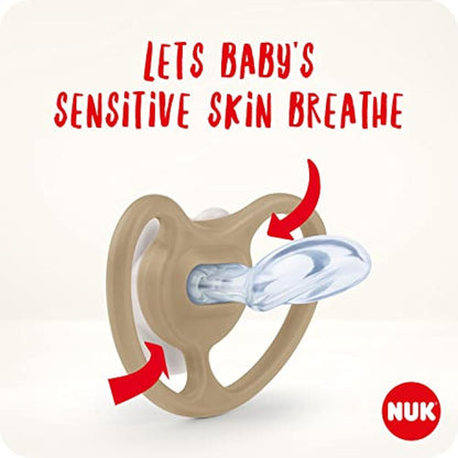 NUK Space Baby Dummy | 18-36 Months | Soothers with Extra Ventilation for Sensitive Skin | BPA-Free Silicone | Lion & Sun | 2 Count