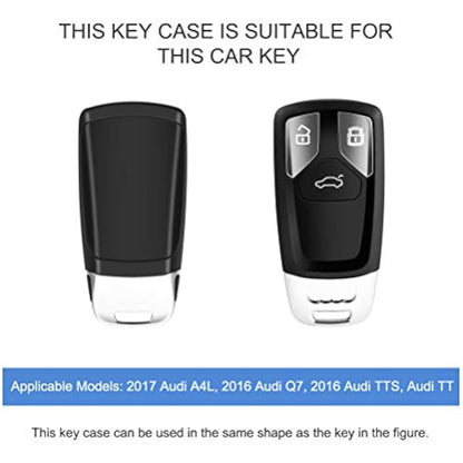 OATSBASF Car Key Cover Compatible with Audi A4L A6L A8 Q5 Q7 TTS TT Silicone TPU 3 Buttons Key Box Shell (Red-Stripe)