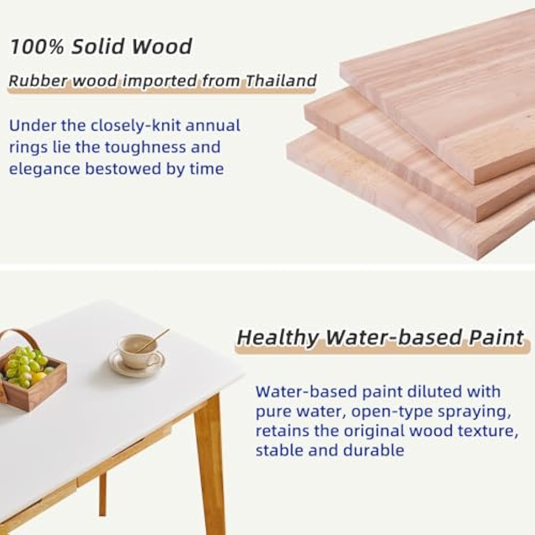 Aibiju Small Computer Desk Table, Wood Writing Desk with Drawer and Hanging Rod, 39x20x30inch Study Desk, Work Desk, Wooden Dining Table White + Natural Wood Legs YD-WD01WN